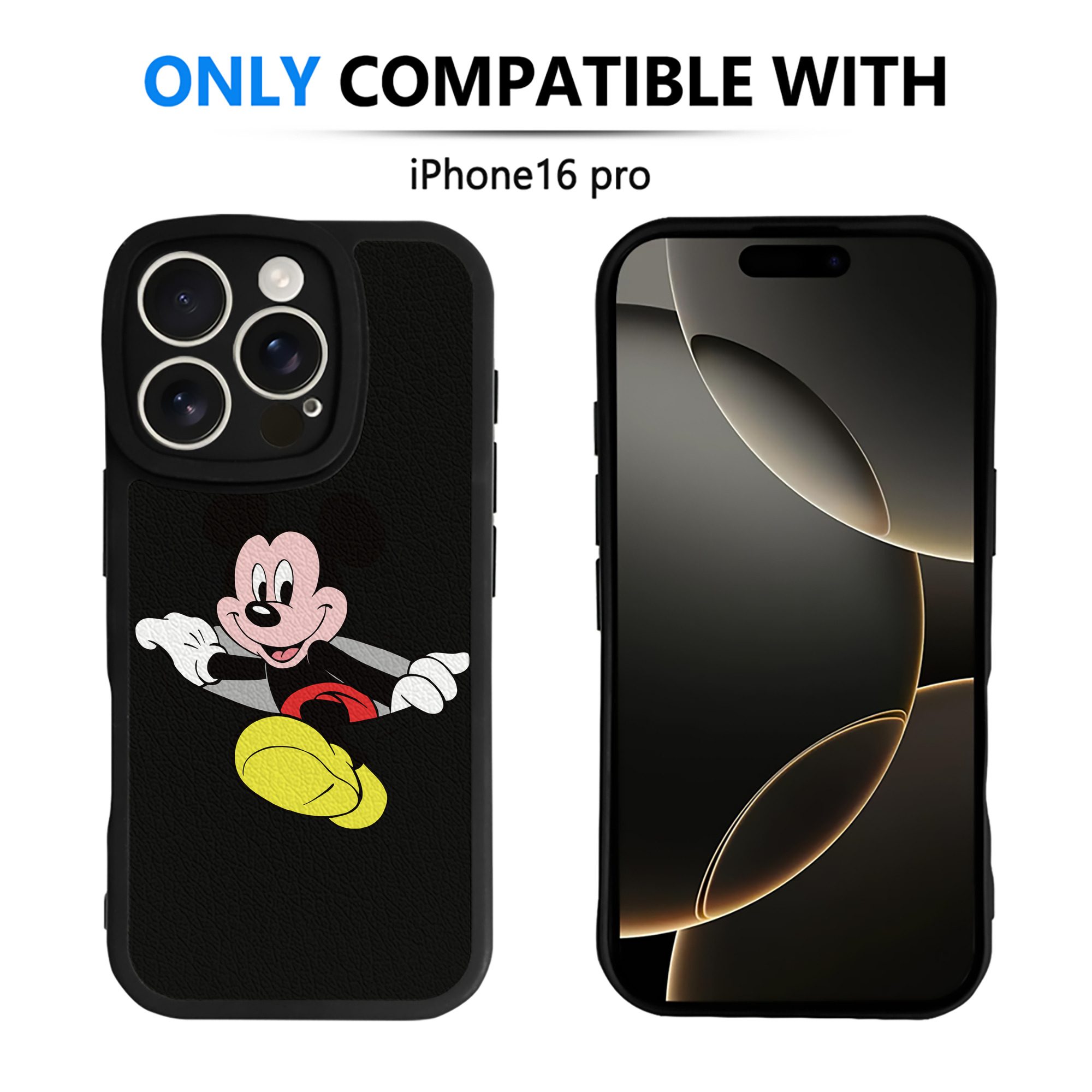 （画像用） ミッキーマウス Mickey Mouse 【iPhone 16シリーズ対応】シリコンスマホケース（レザー調） 材質：シリコン
